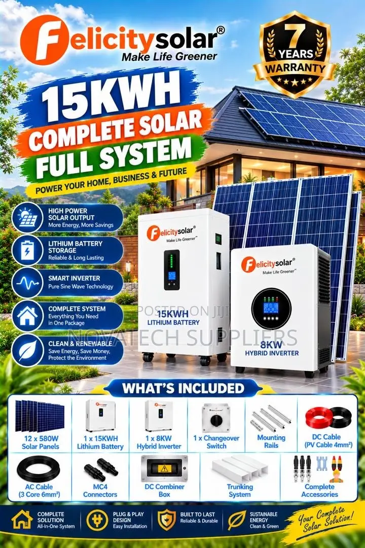 8kW Felicity Solar System 15kWh Battery 12×580W Panels All Accessories