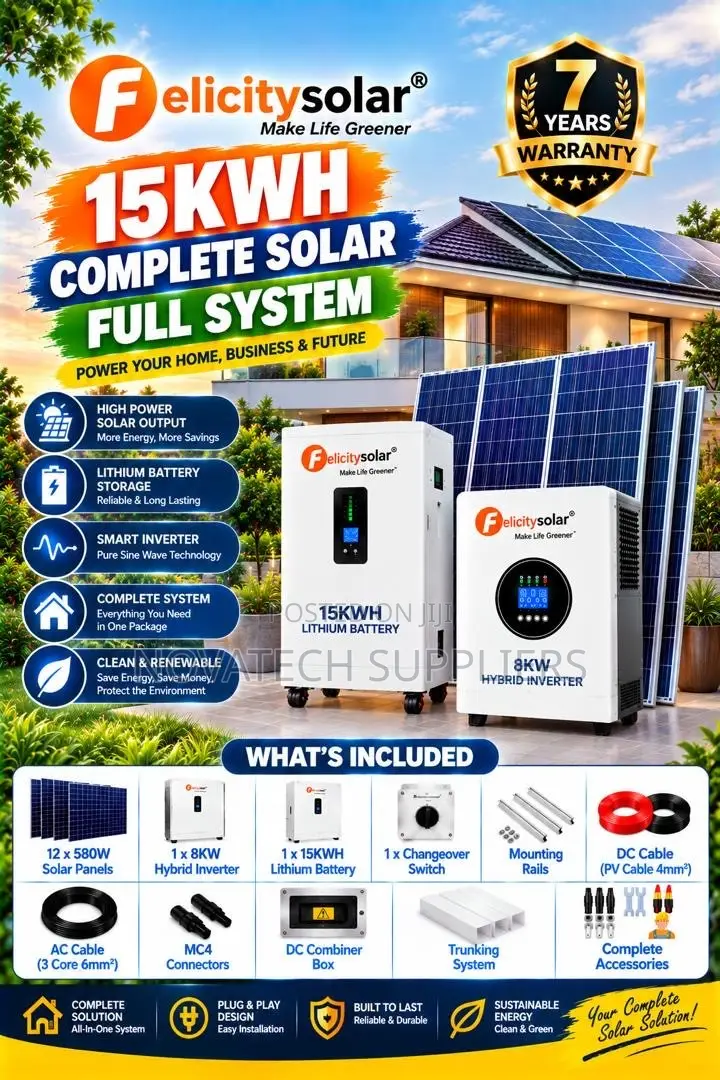 8kW Felicity Solar System 15kWh Battery 12×580W Panels All Accessories