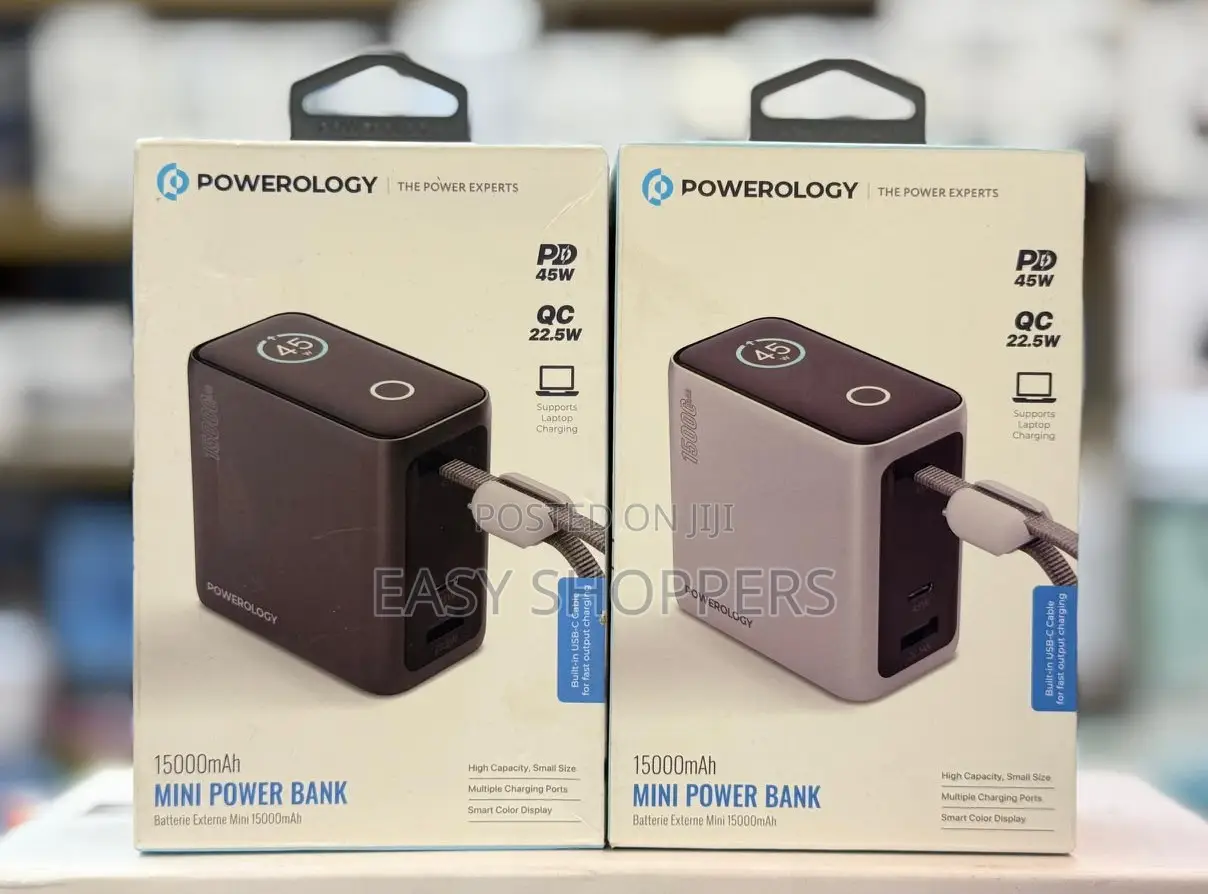 Powerology 15000mah Mini Power Bank 45W With Smart Color Display