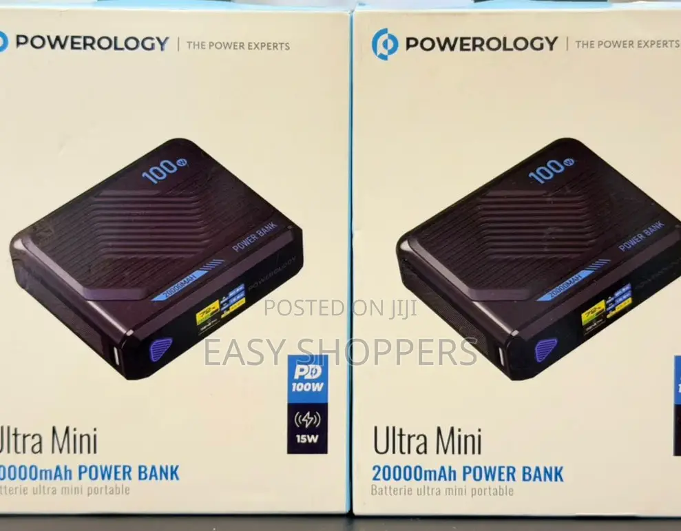 Powerology Ultra Mini 20000mAh Power Bank (100W PD).