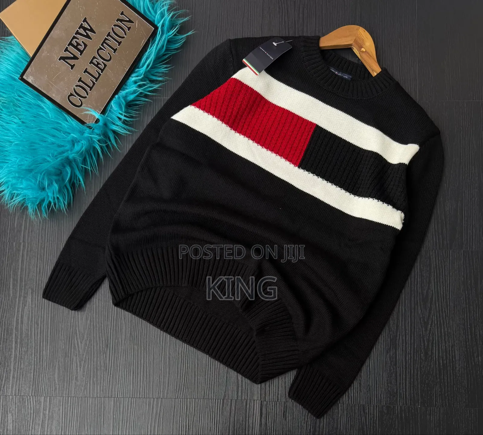 Tommy Hilfiger Navy Blue/Black Crewneck Knit Sweater