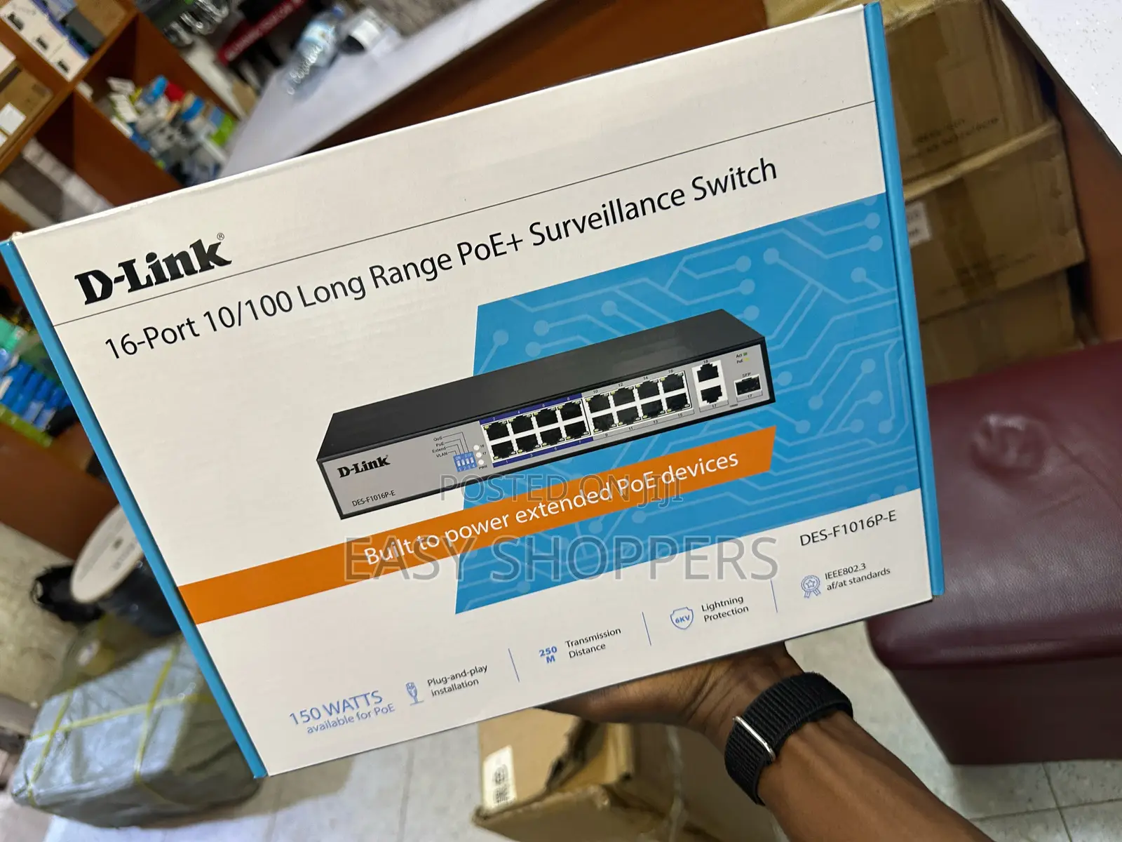D-Link 16-Port PoE+ Surveillance Switch Box Long Range