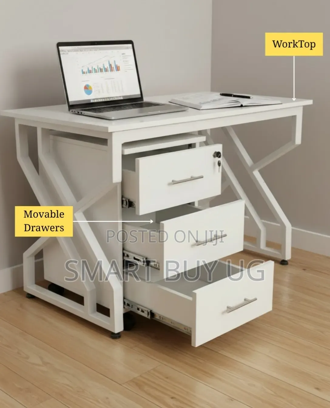 Office Workstation With Drawers – Metal Frame Desk