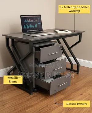 Metallic Office Desk With Drawers | Study Desk Kampala