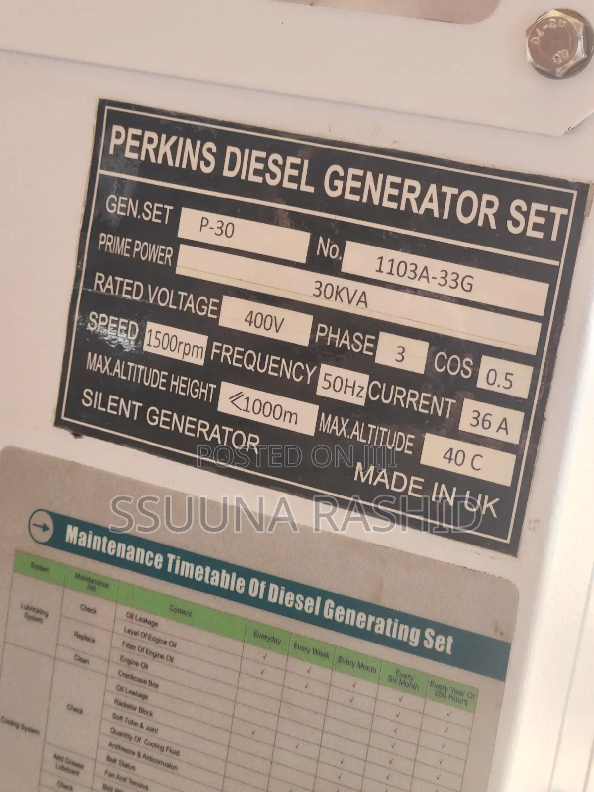 Perkins Disiel Generator 3phase