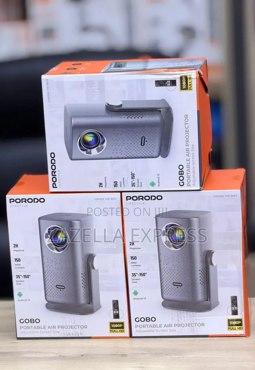 Porodo Gobo Portable Air Projector, Rechargeable Projector With Stand