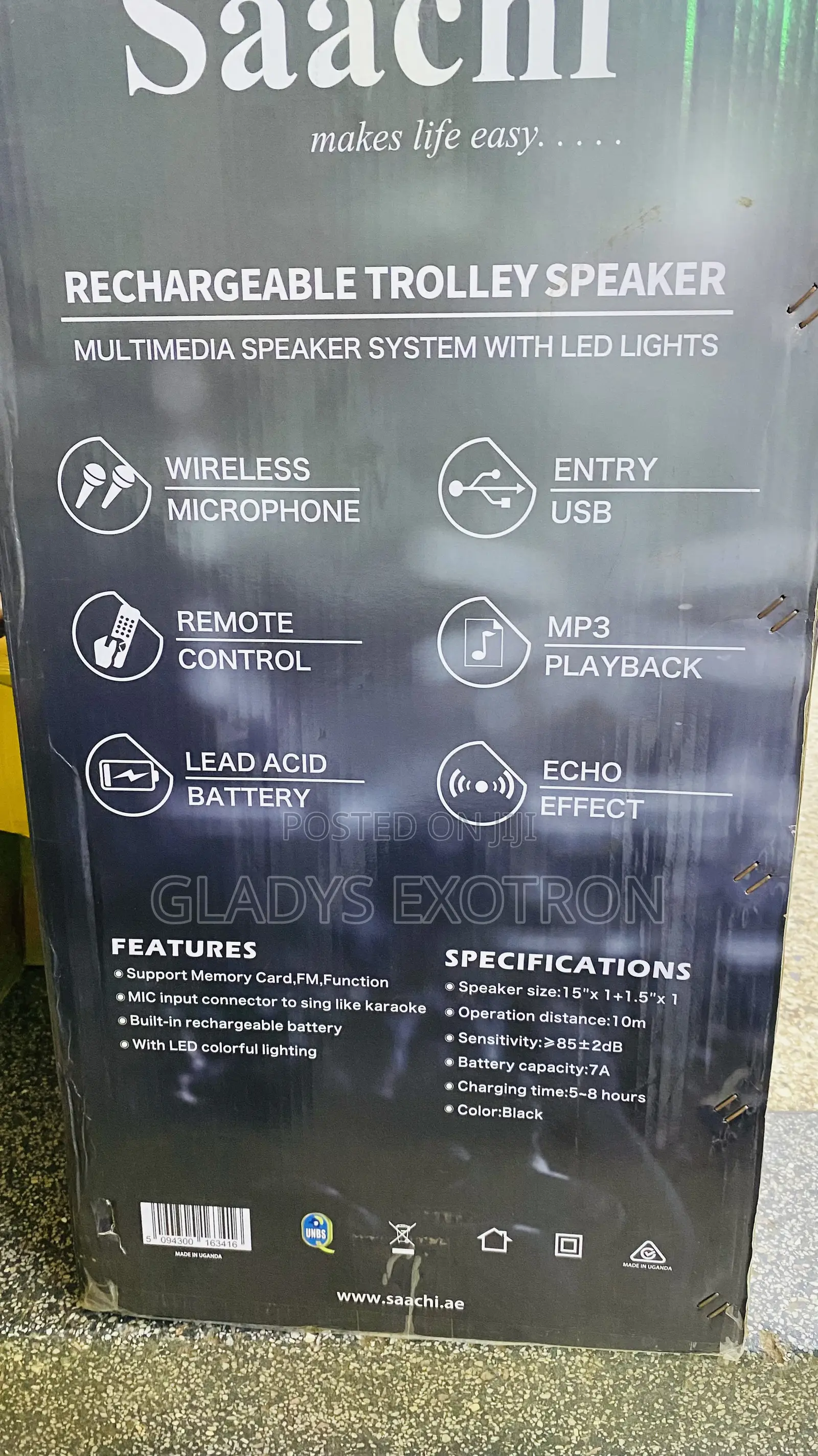 Saachi Rechargeable Trolley Speakers