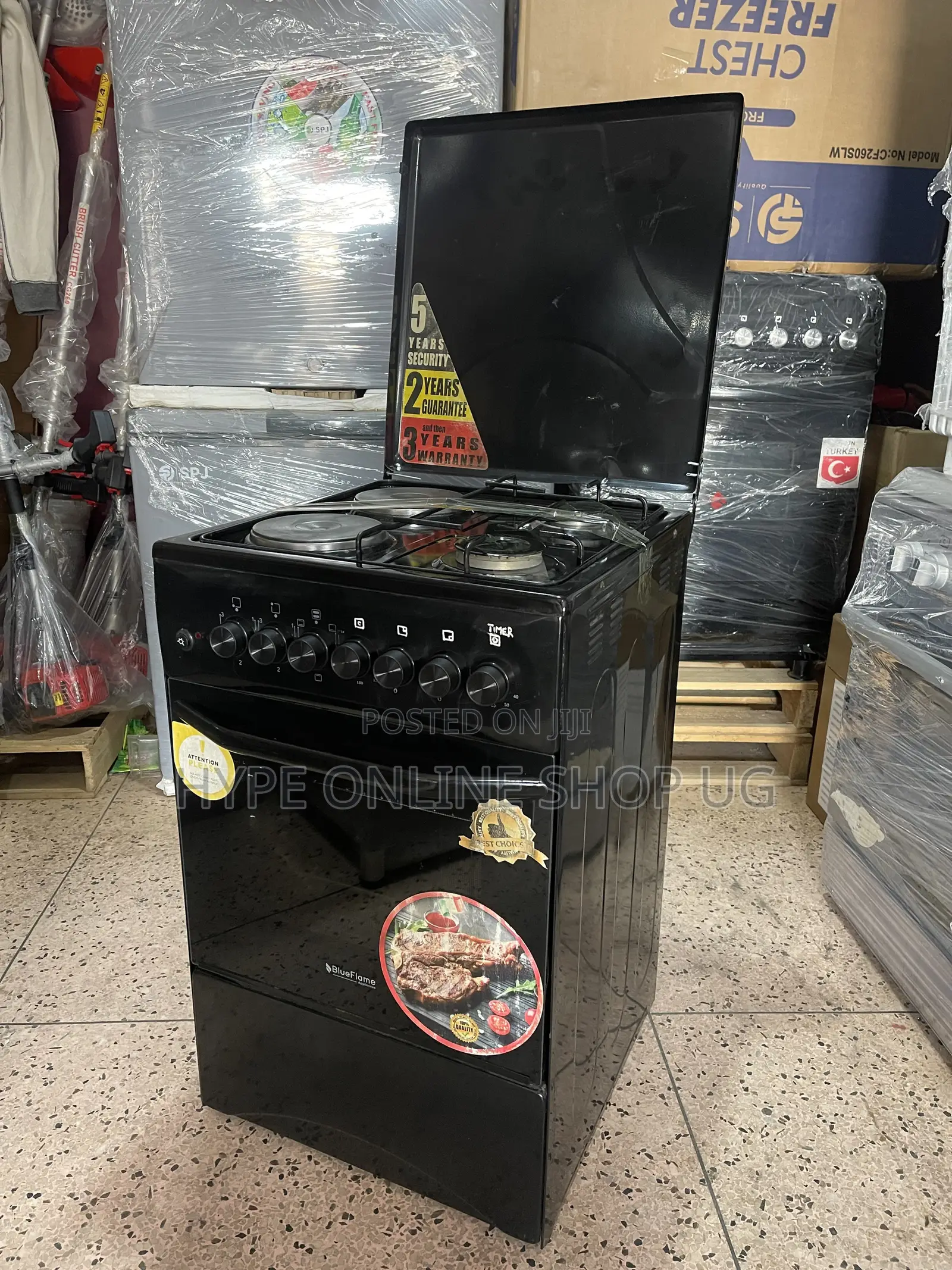 2+2, Electric and Gas Blueflame Black Cooker With Full Electric Oven