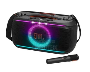 JBL PartyBox on-the-Go 2 Party Speaker, With a Wireless Microphone.