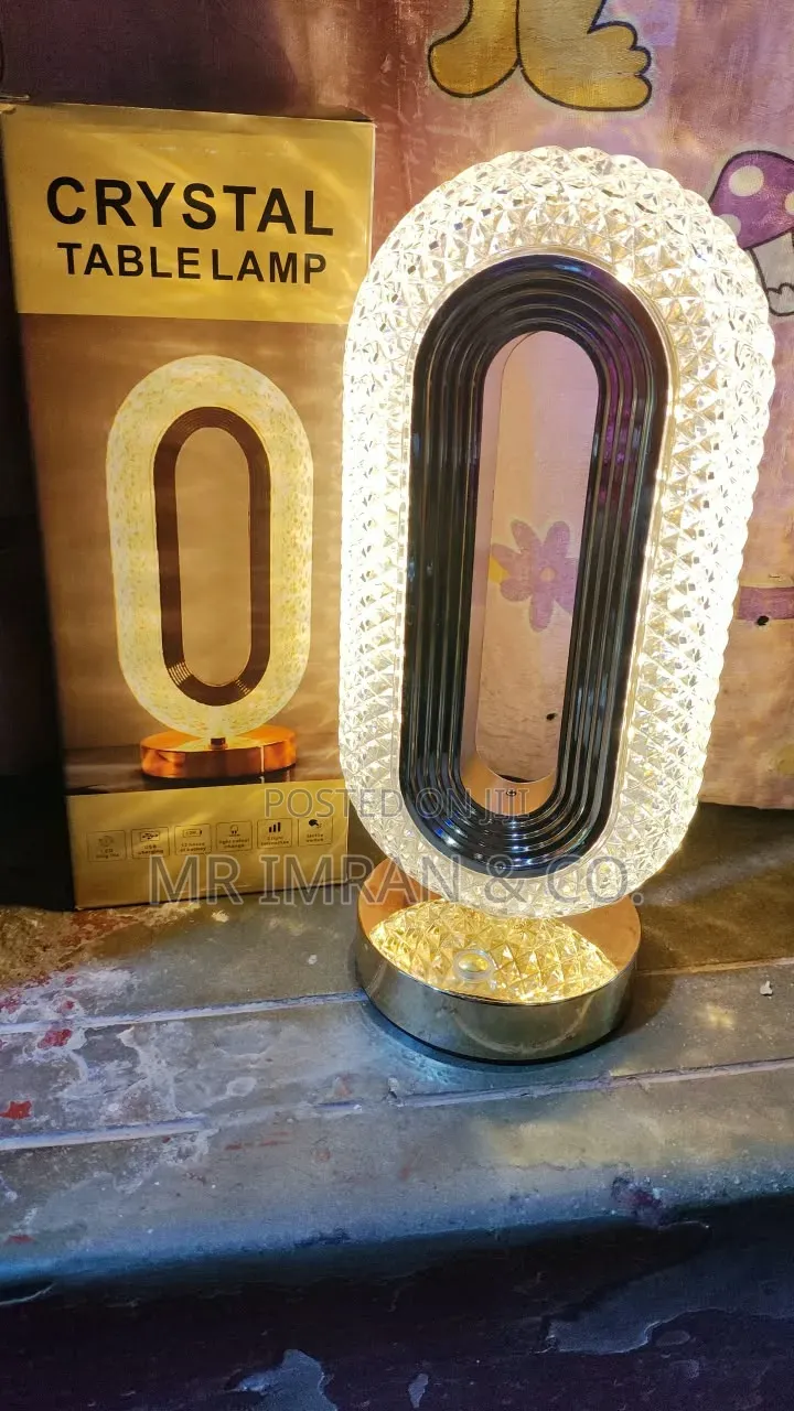 Cordless, Rechargeable Oval Crystal LED Table Lamp