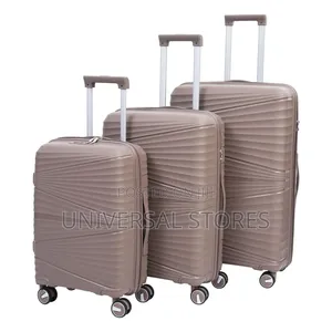 3-Piece Set of Taupe Hard-Shell Polypropylene (PP) Spinner Suitcases