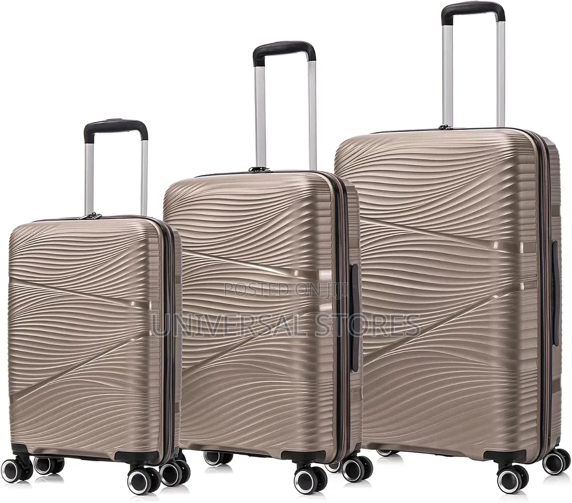 3-Piece Set of Taupe Hard-Shell Polypropylene (PP) Spinner Suitcases