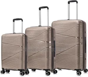 3-Piece Set of Taupe Hard-Shell Polypropylene (PP) Spinner Suitcases