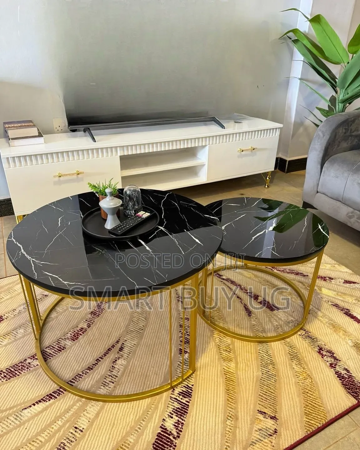 Center Tables Coffee Tables Marble Round Coffee Table Black