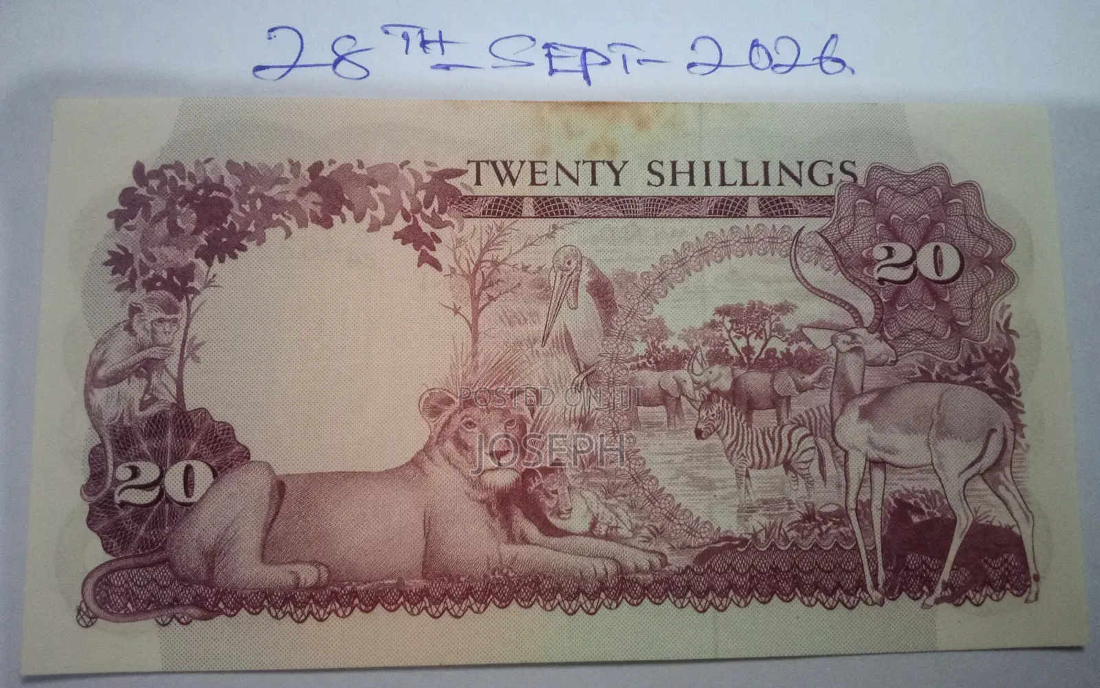 Bank of Uganda- P3a - 20 Shillings Bank Note