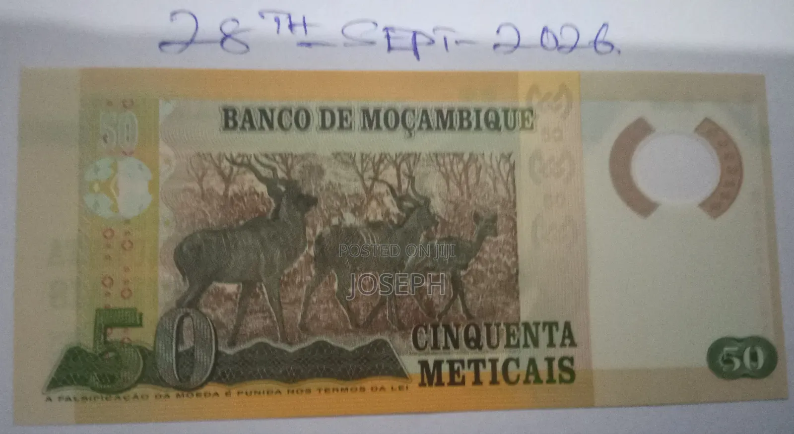 Commemorative Mozambique Bank - P1450 - 50 Meticais Bank Note