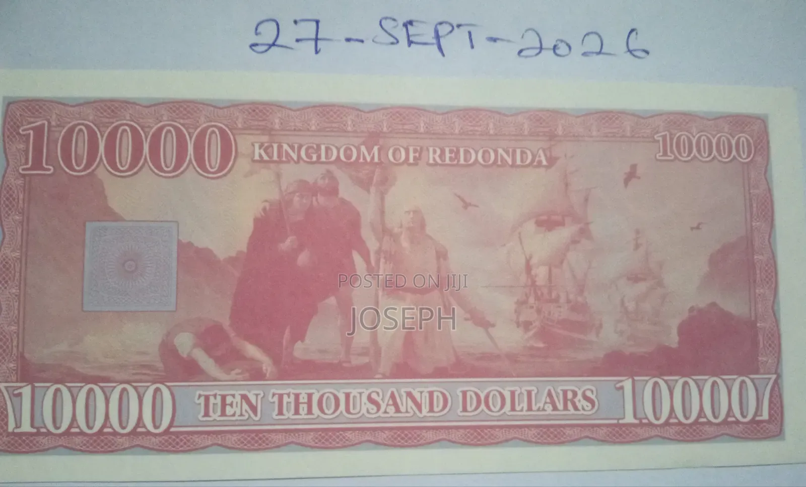Kingdom of Redonda - Colnect Codes- RED -6.- 10,000 Dollars Bank Note