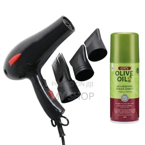 Electric Hand Hair Dryer + FREE Hair Sheen Spray - Salon & Home Use