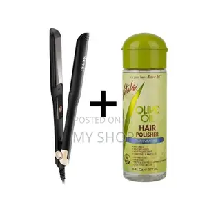 Electric Hair Flat Iron + Olive Oil Hair Polisher