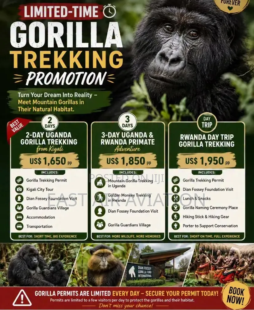 Wildlife Safaris, Adventure Tours, Gorilla Trekking and Hiking.