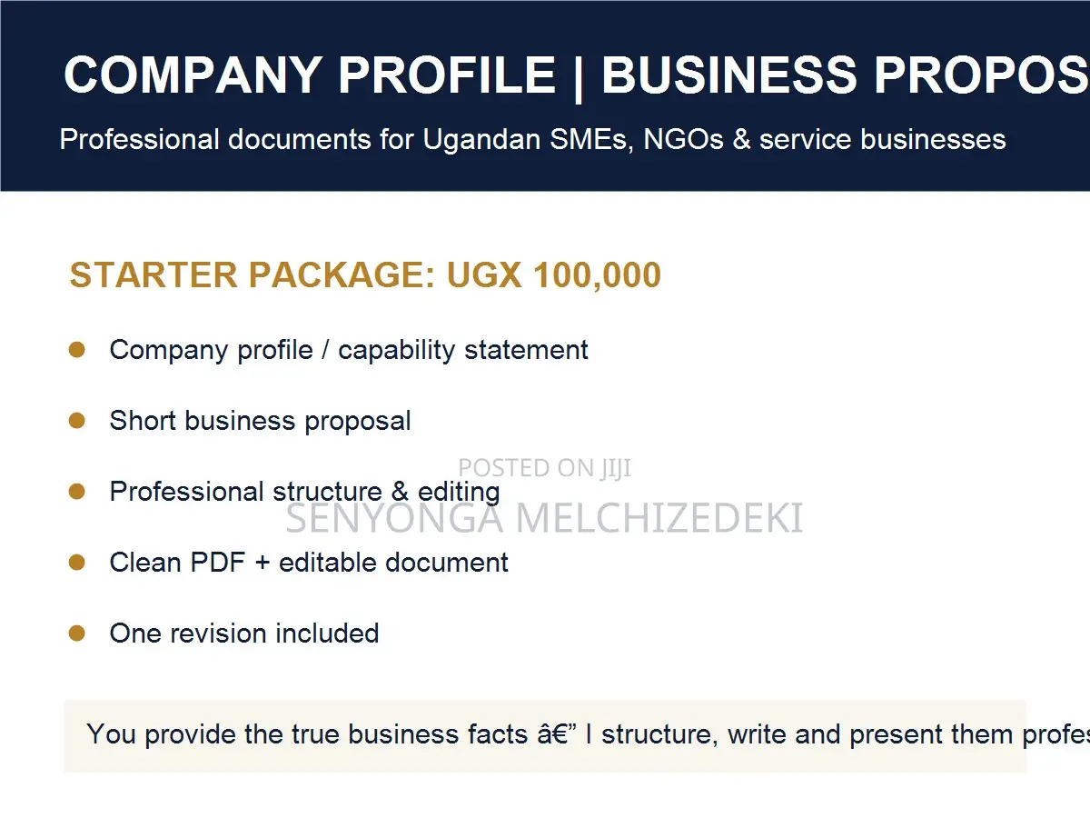 Company Profile & Business Proposal Writing | Uganda