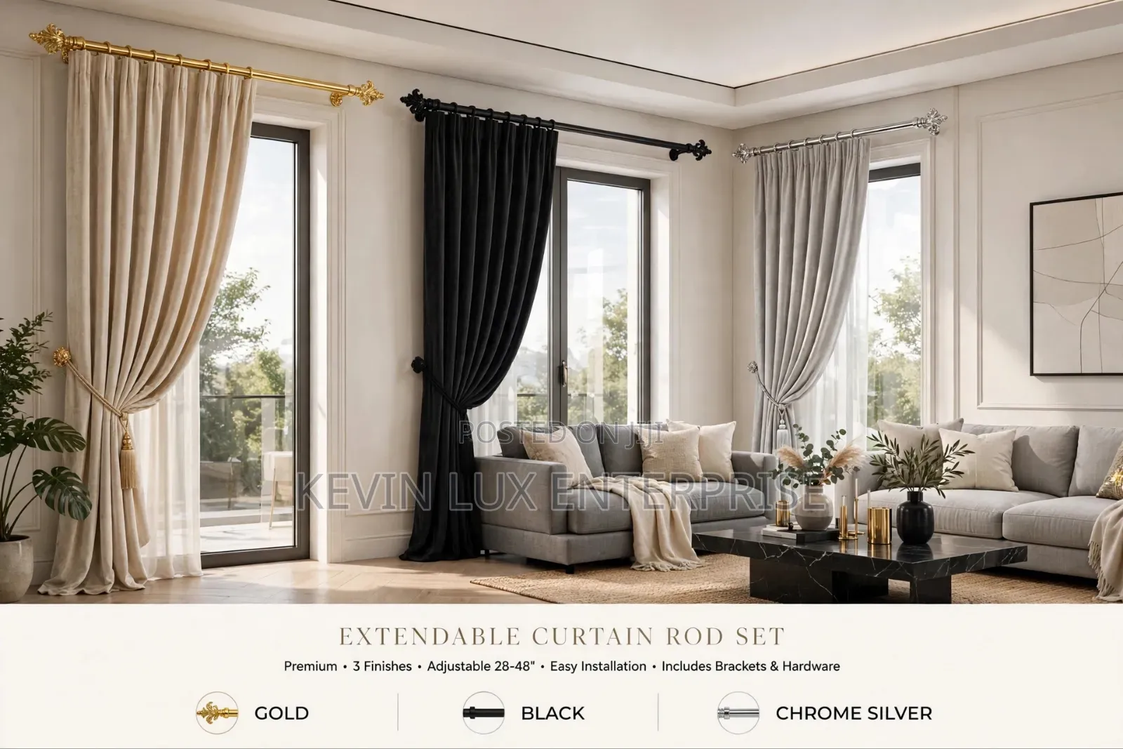 Curtain Rods 160cm to 300cm