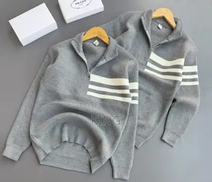 Striped Chest Design Half Zip Sweater