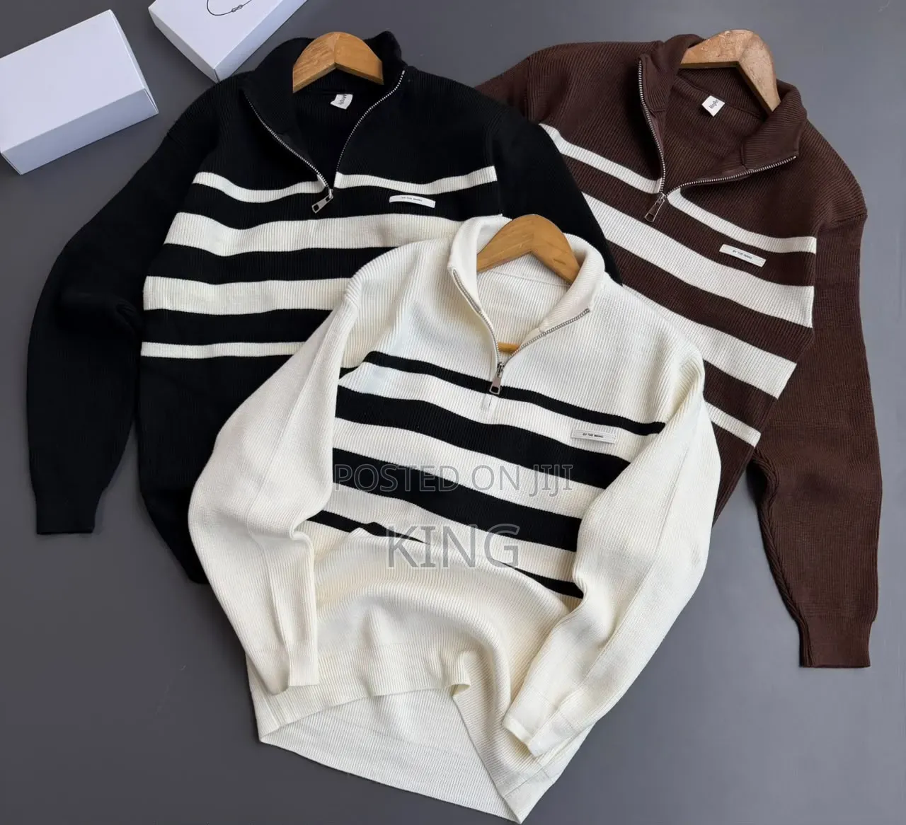 Stripes Half Zip/Quarter Zip Sweater.