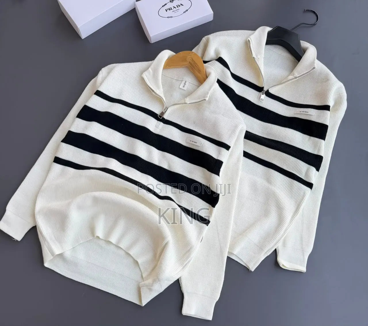 Stripes Half Zip/Quarter Zip Sweater.