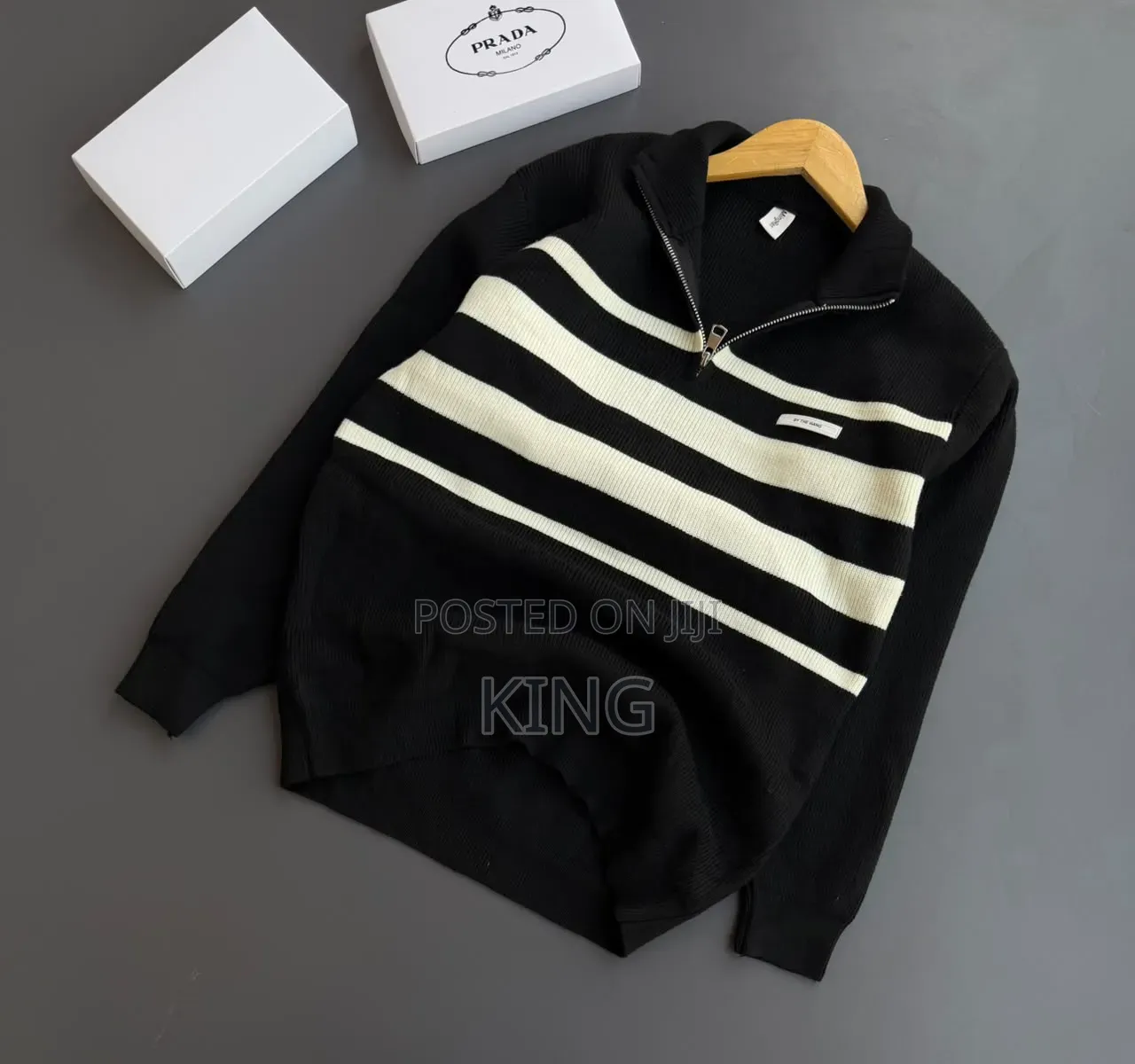 Stripes Half Zip/Quarter Zip Sweater.