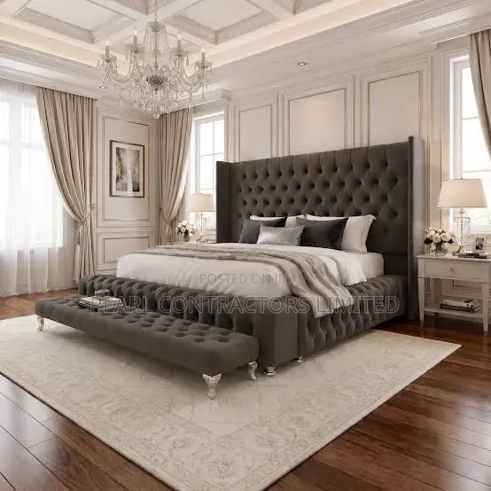 Beds/Elisham Tufted Bed With Ottoman.