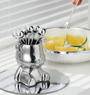 Silver-Tone Stainless Steel Bear-Shaped Fruit Fork Set