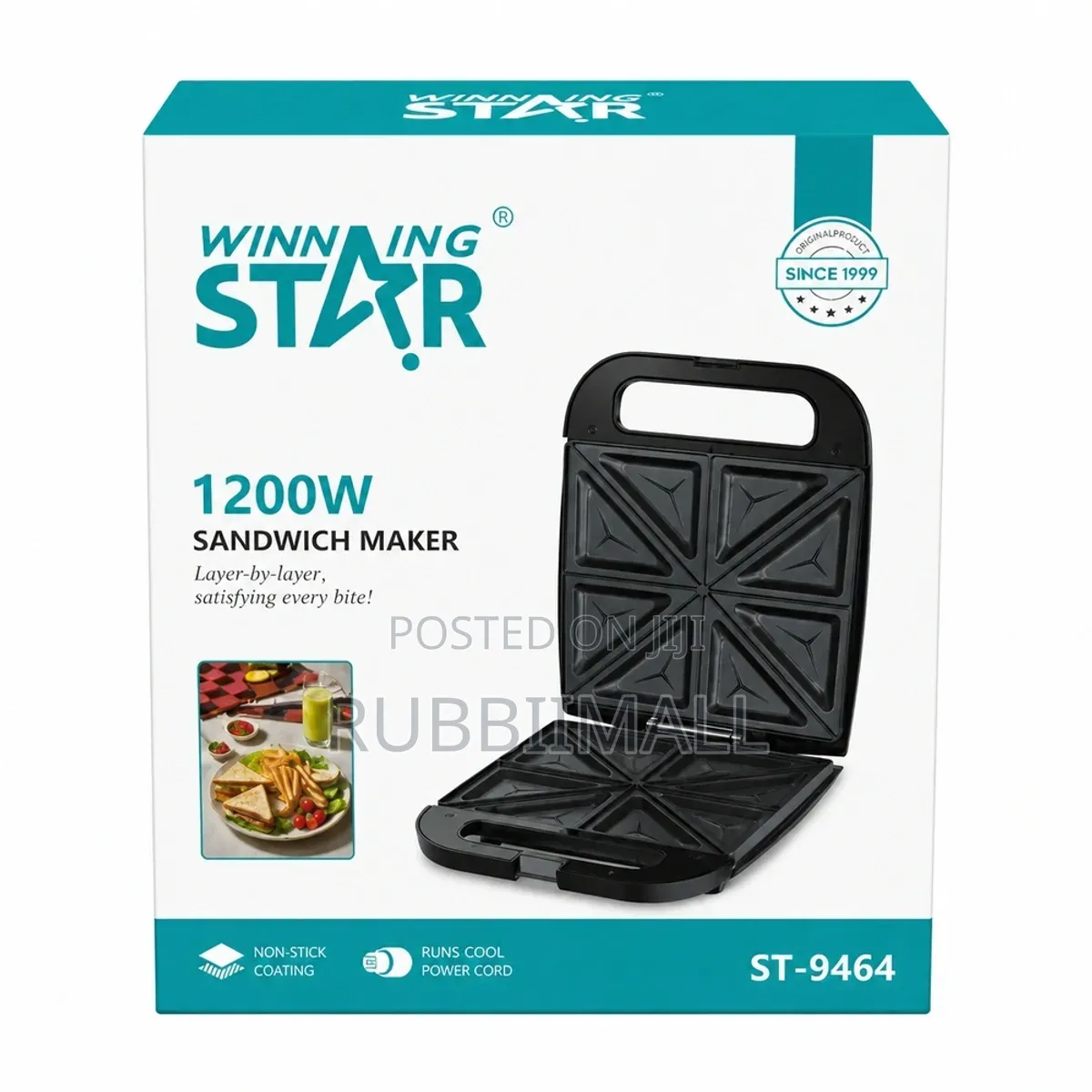 Winning Star 1200W Sandwich Maker 4 Slice