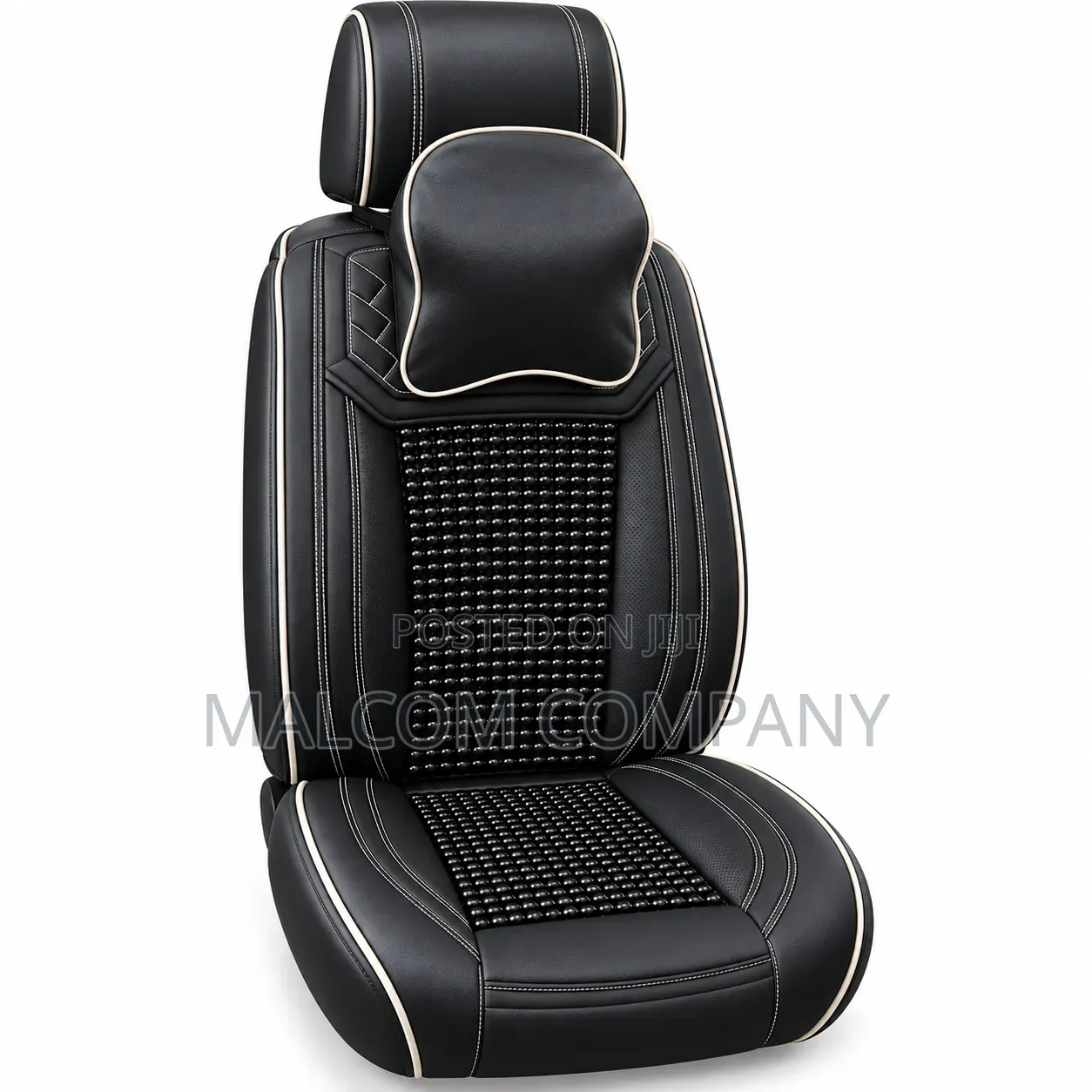 Premium Black Car Seat Covers With Beaded Cushion – Car Seat Covers Ug