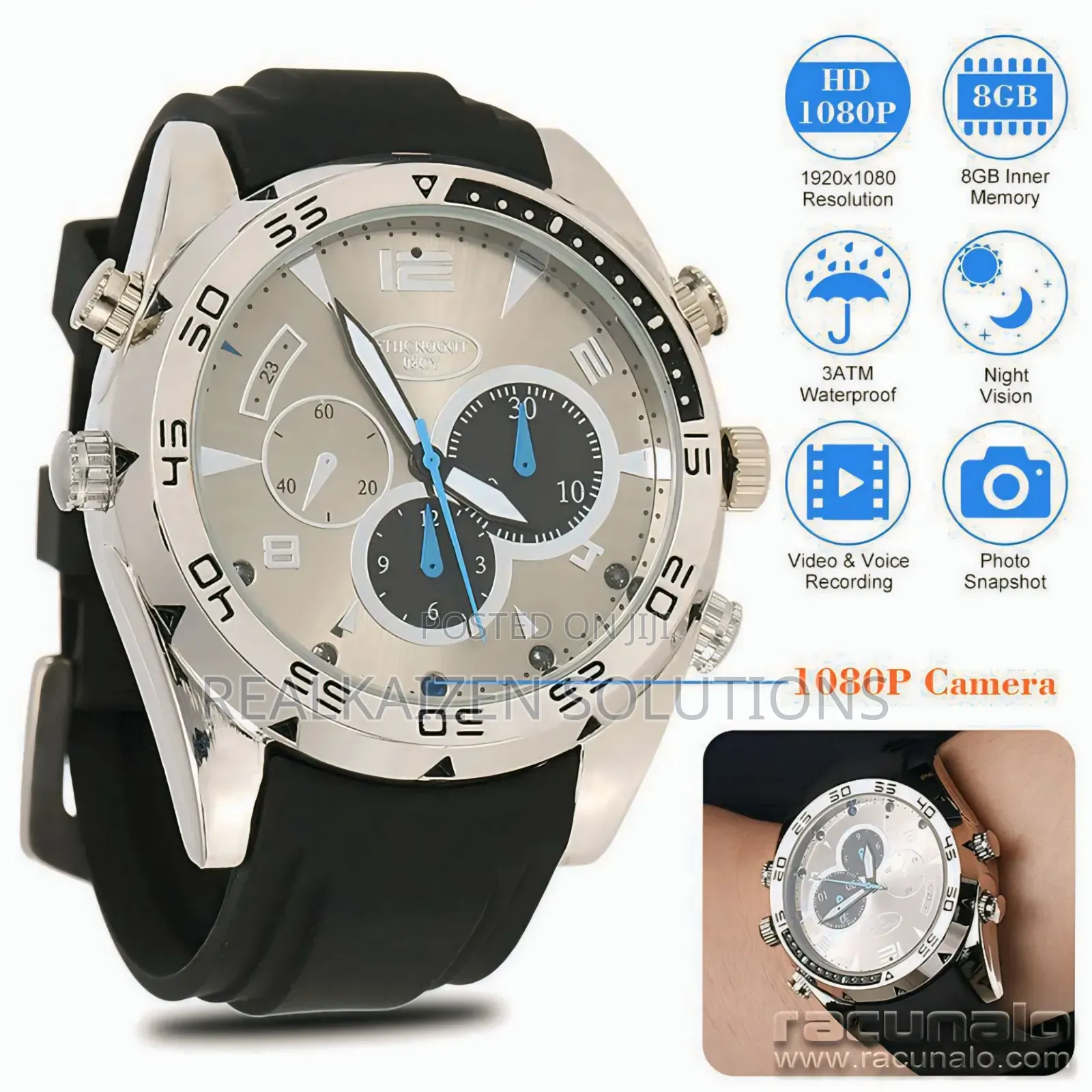 Full HD 10180p Waterproof Spy Camera DVR Watch With Night Vision