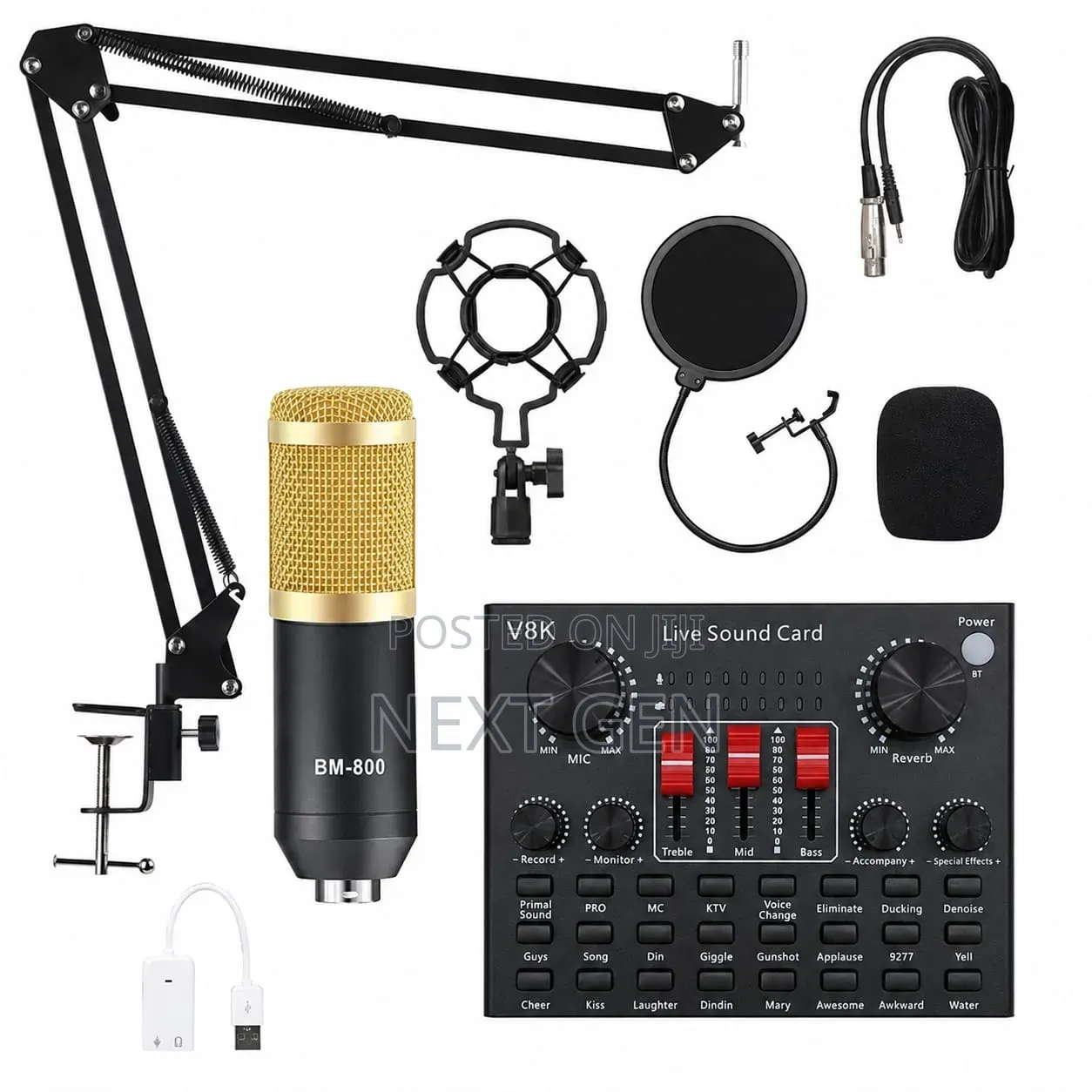 BM-800 Condenser Microphone Bundle With a V8K Live Sound Card.