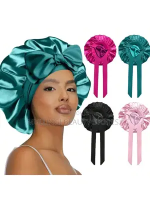 Colorful Satin Hair Bonnets Tie Bands Designed to Protect Long Hair