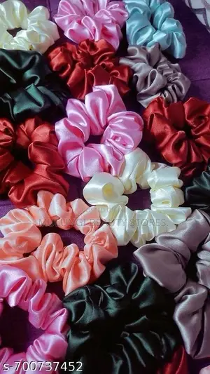Vibrant, Rainbow-Colored Satin Scrunchies Hairstyle