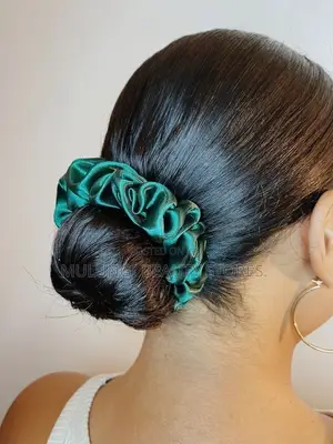 Vibrant, Rainbow-Colored Satin Scrunchies Hairstyle