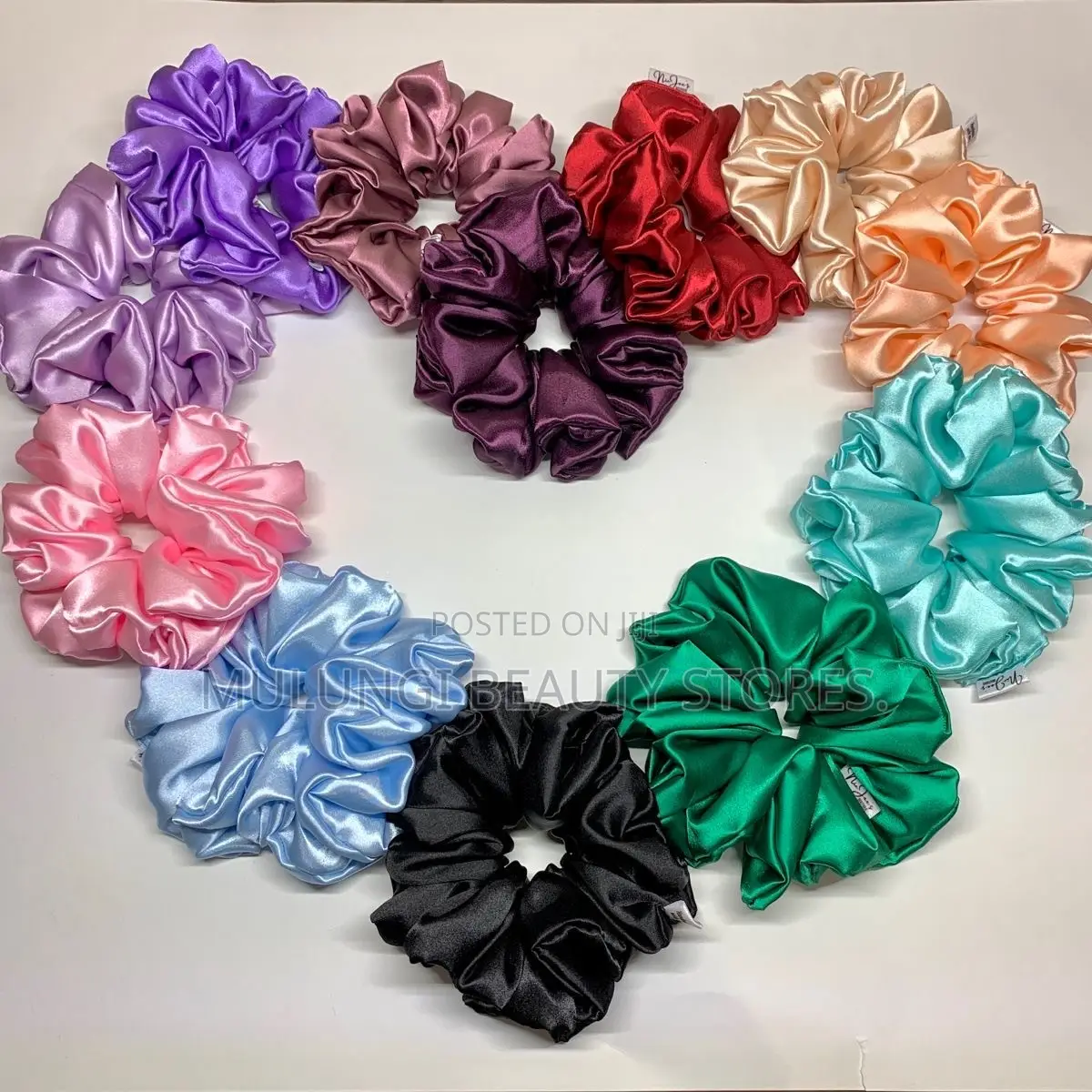 Vibrant, Rainbow-Colored Satin Scrunchies Hairstyle