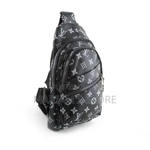 Black Faux-Leather Sling Chest Bag