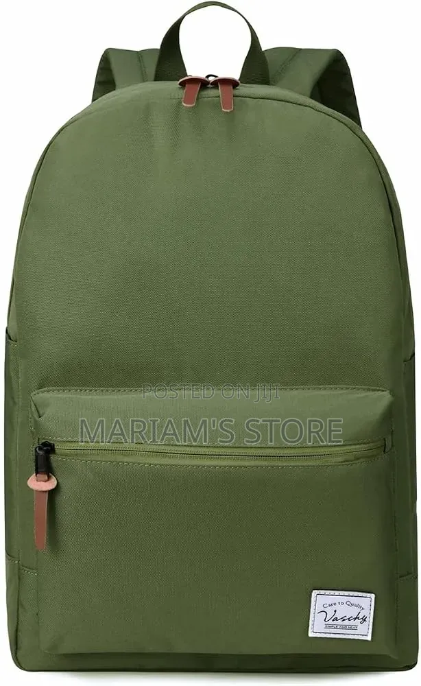 Green Canvas-Style Casual Backpack
