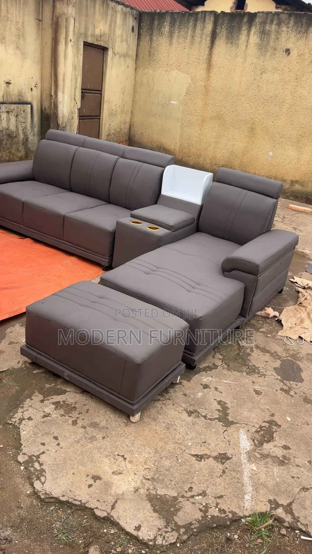 L Sofa Set in Coffee Brown