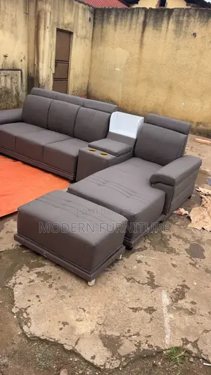 L Sofa Set in Coffee Brown