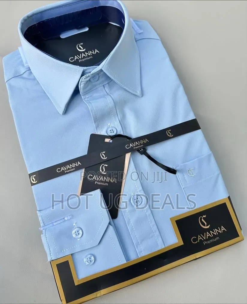 Mens Office Long Sleeve Shirts - Blue