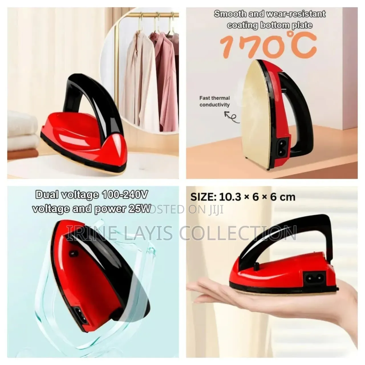 Compact Mini Iron (Model v-8), a Palm-Sized Portable Travel Iron.