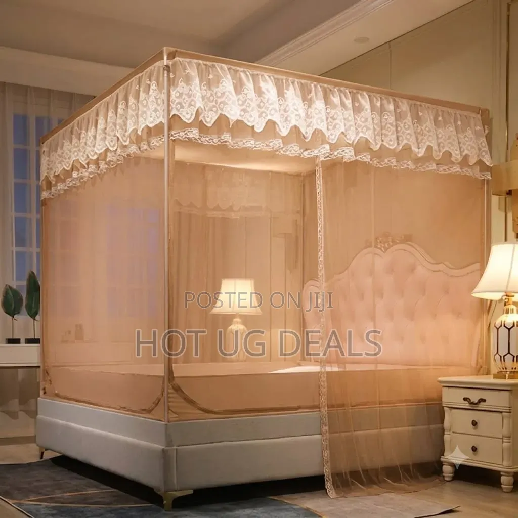 5x6 Luxury Palace-Style 4-Poster Canopy Bed Mosquito Net - Multicolor