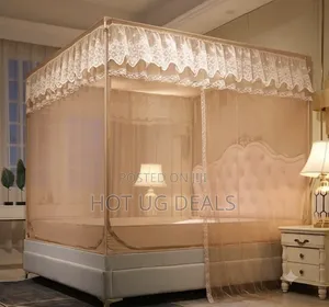 5x6 Luxury Palace-Style 4-Poster Canopy Bed Mosquito Net - Multicolor