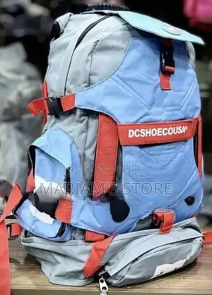 Outdoor Travel and Skate Backpack Prominent Red Straps and Buckles
