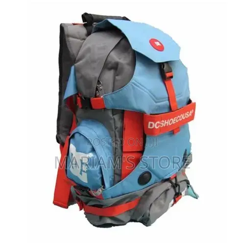 Outdoor Travel and Skate Backpack Prominent Red Straps and Buckles